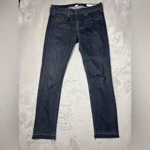 Rag & Bone DRE Capri Concrete Faded Black Boho Raw Hem Zip Fly Jeans Size 27